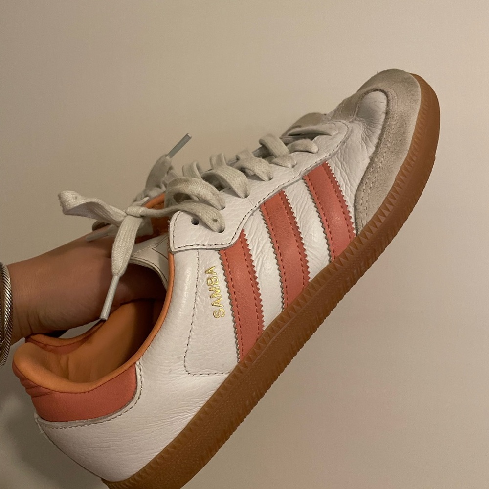 Adidas Samba White and Pink Sneakers | size 8